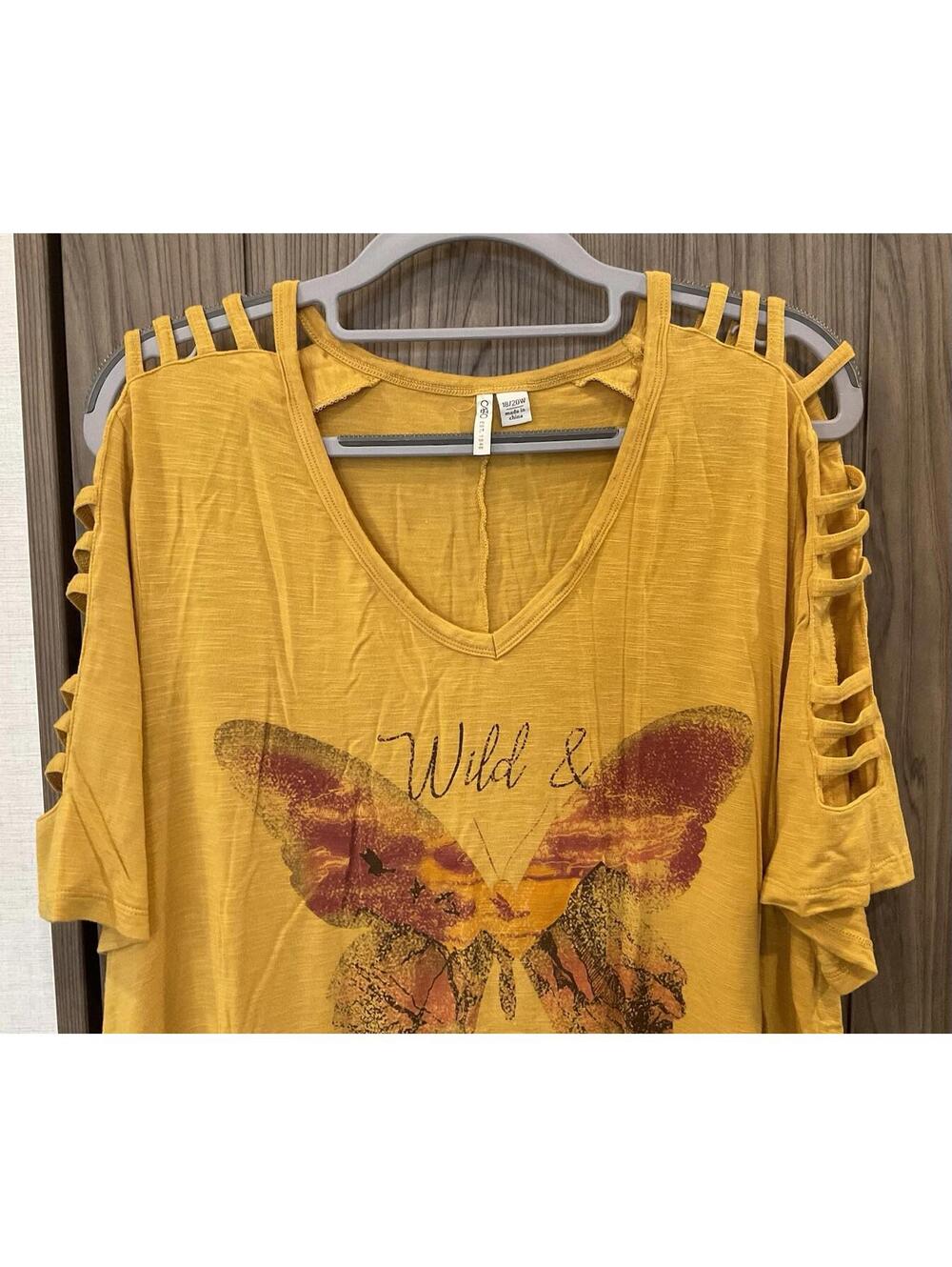 Cato Womens Strappy Cold Shoulder V Neck Tee size 18/20W - Picture 4 of 8